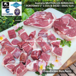 Mutton LEG BONELESS paha domba frozen Australia MIDFIELD half 1/2 cuts +/- 1.8 kg (price/kg)
